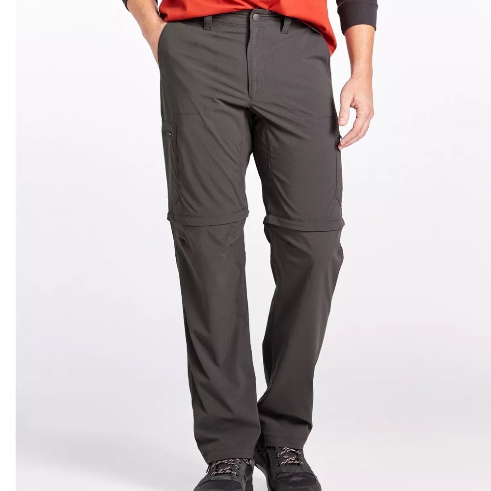 L.L. Bean Men's Water-Resistant Cresta Zip-Off Pants Standard Fit Gray Hiking L